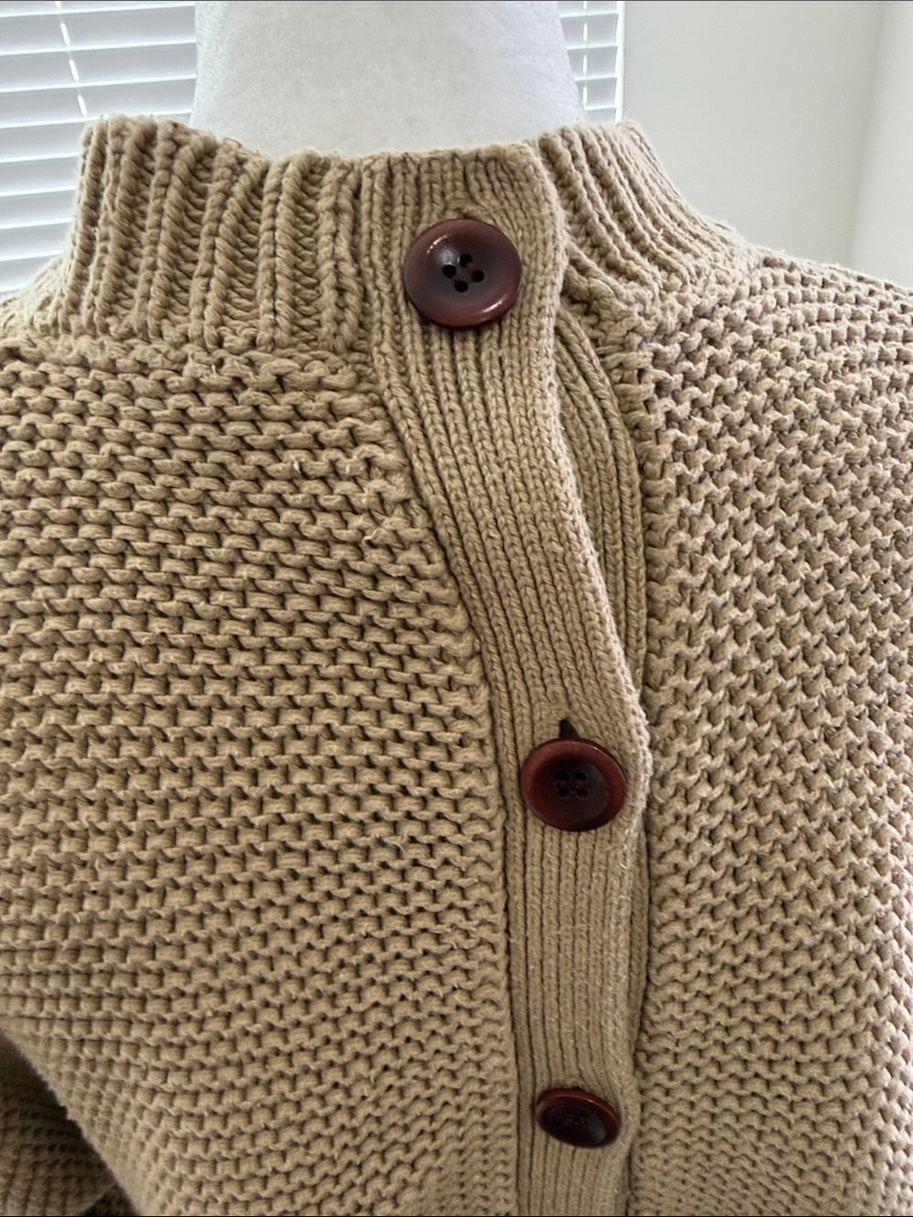 Alex Mill Button-Back Crewneck Sweater — Vintage Khaki Tan - Picture 9 of 13